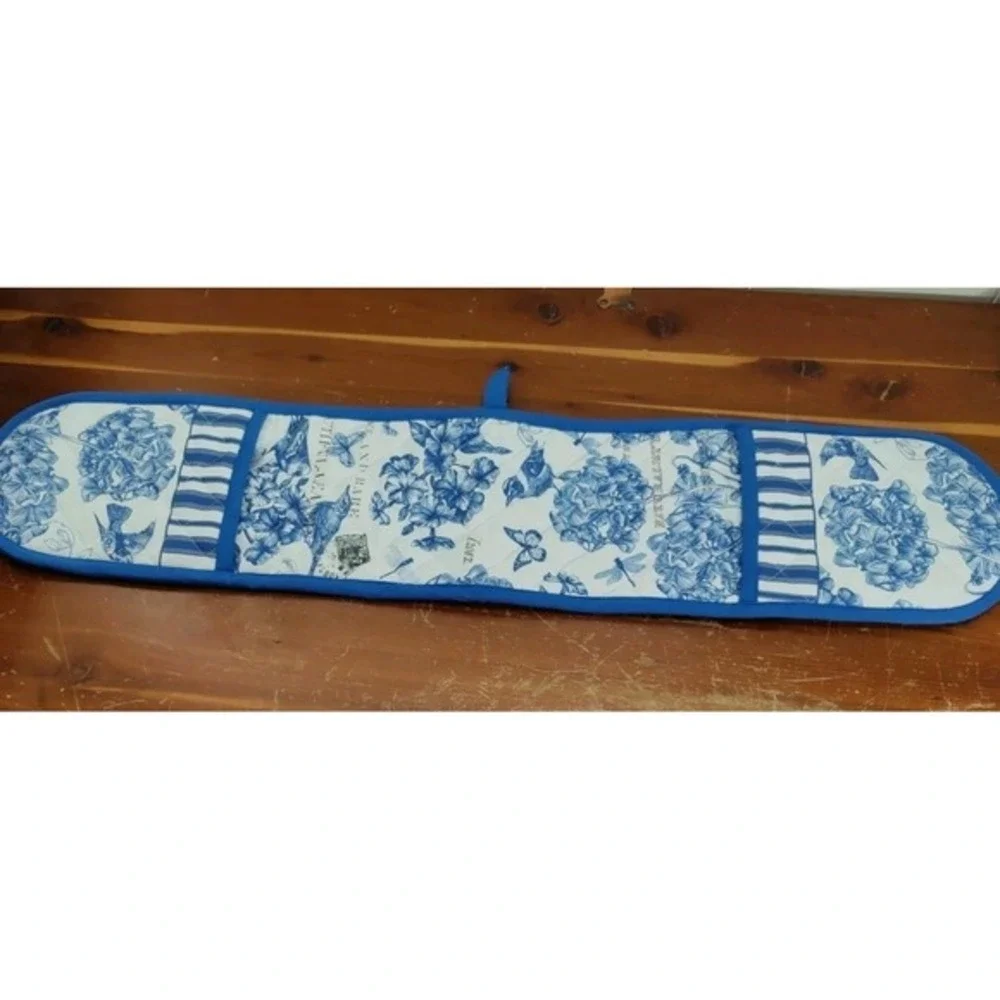 Michel Design Works Double Oven‎ Glove Mitts Blue Bird Flower Postal Euc